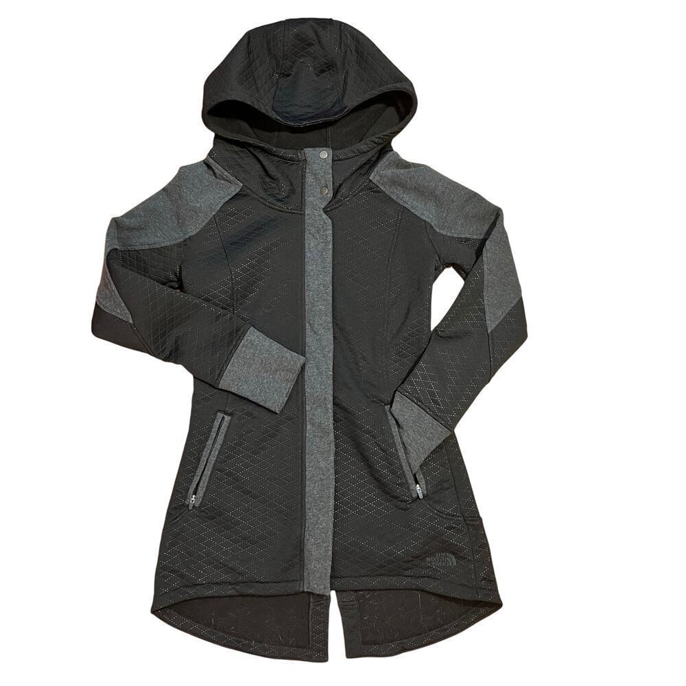 THE NORTH FACE Ws ReCOVER UP Fleece Hooded Jacket Coat BLack Gray Womens Size XS